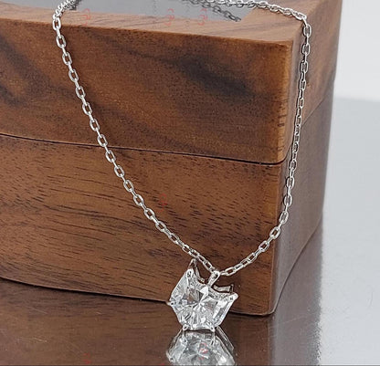 1 Carat cat diamond Necklace, 14k white Gold, Dainty Minimalist cat Pendant, Diamond Womens Necklace, Special Gift For Her.