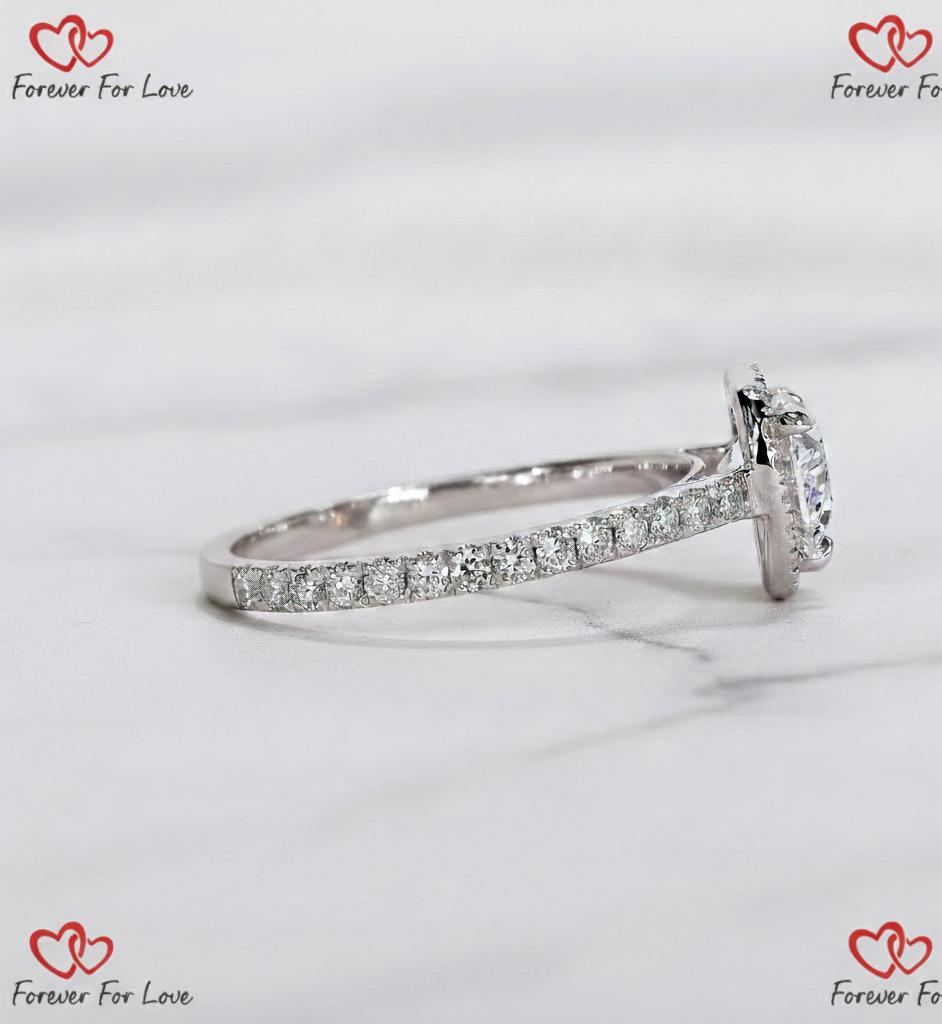 IGI Certified Heart Lab Diamond Halo Engagement Ring