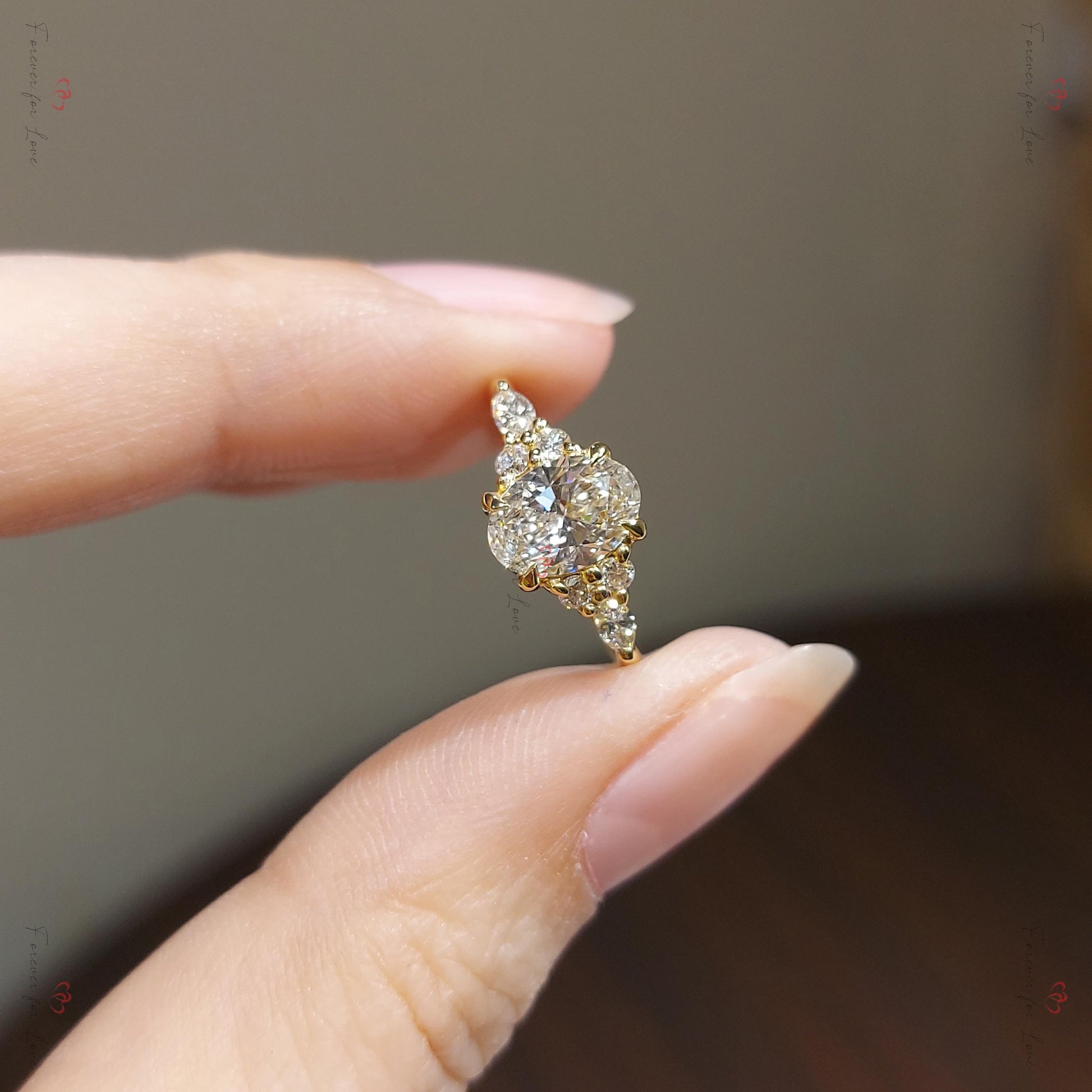1.5 Ct IGI Certified Oval Lab Diamond Three Stone Engagement Ring