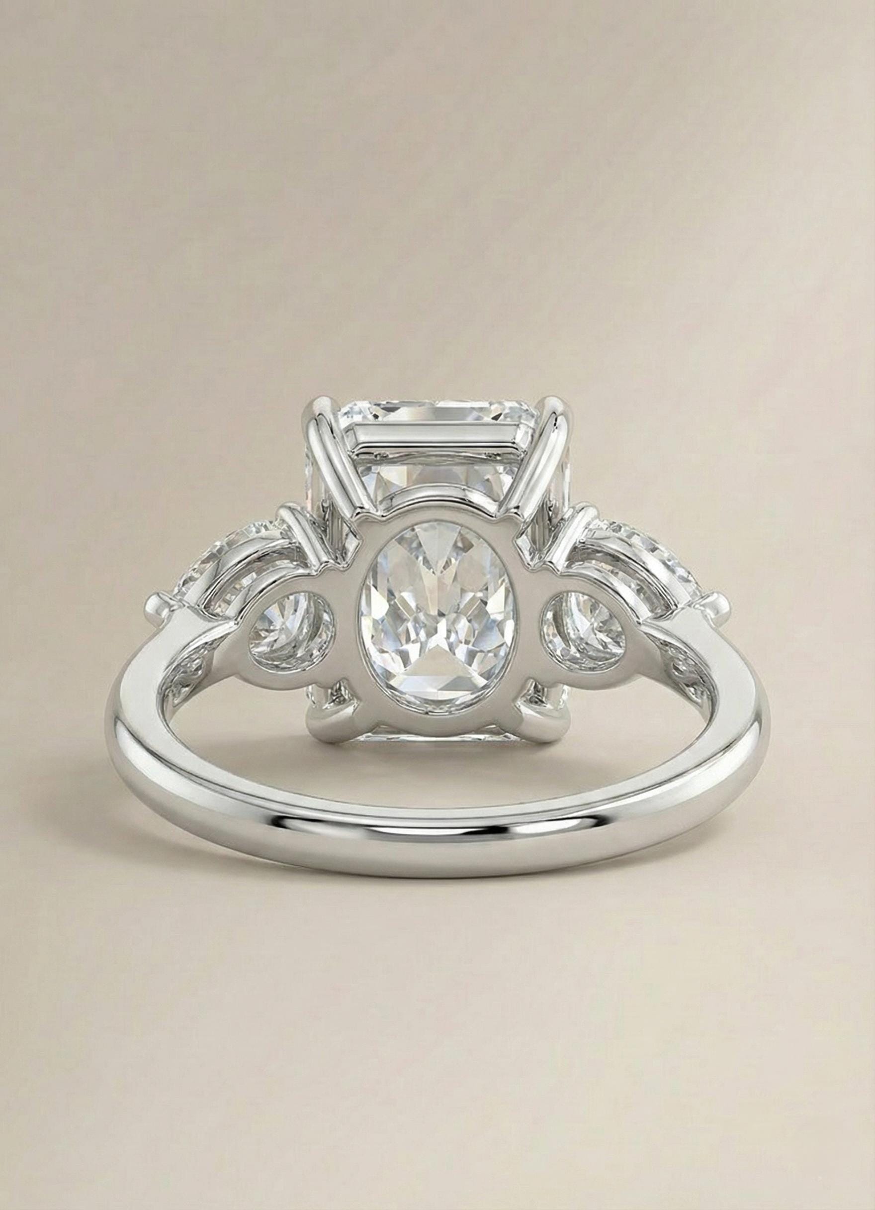 5 Ct IGI Certified Radiant Lab Diamond Three Stone Ring