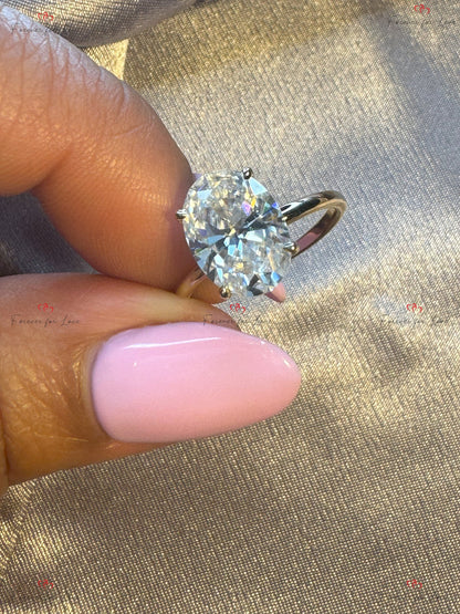 Oval Engagement Ring, 3.5Ct hybrid Crushed ice Oval 11*8mm Moissanite engagement ring, diamond double hidden halo ring,.
