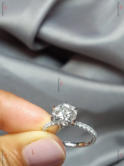 2 Ct Round Lab Diamond Solitaire Engagement Ring