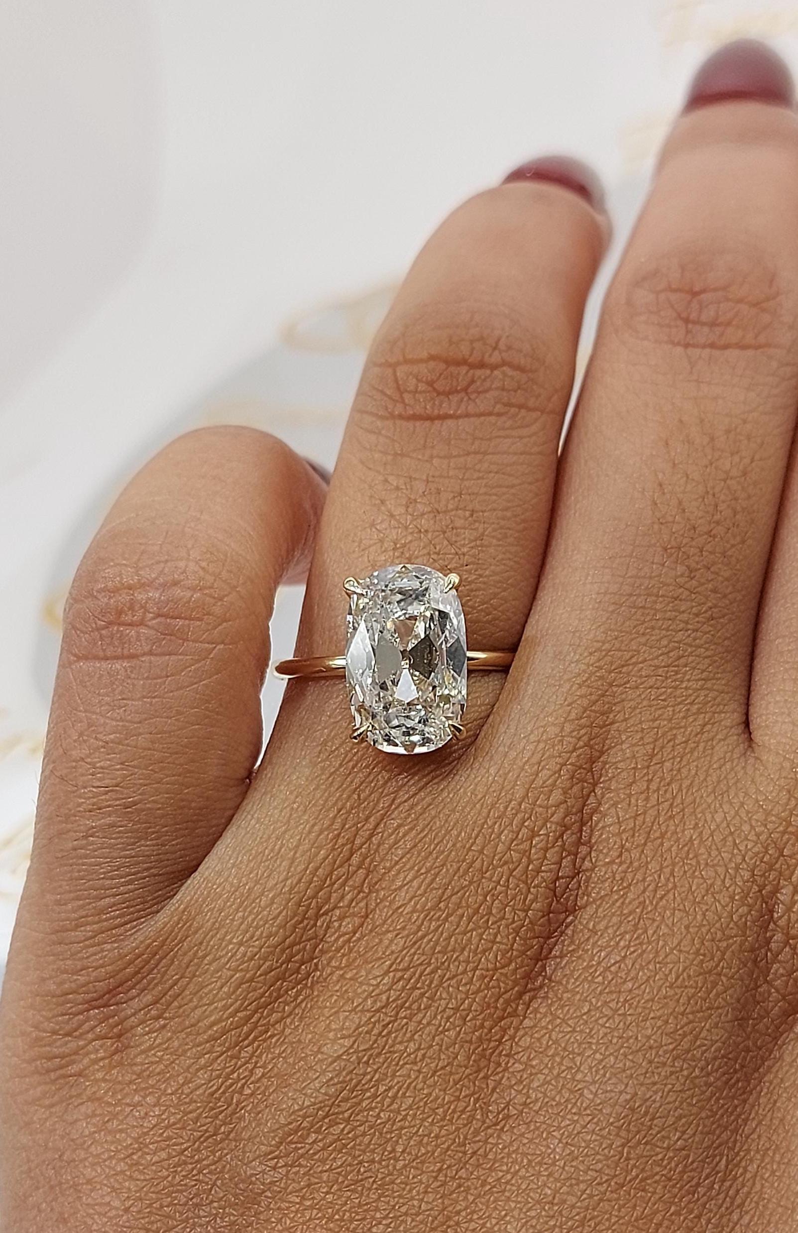 4 Ct IGI Certified Old Mine Lab Diamond Solitaire Engagement Ring