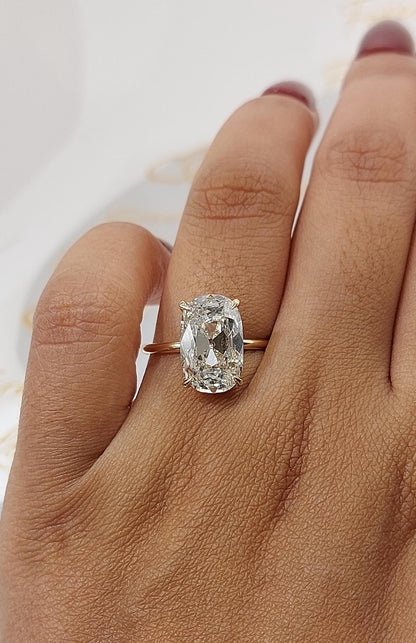 4 Ct IGI Certified Old Mine Lab Diamond Solitaire Engagement Ring