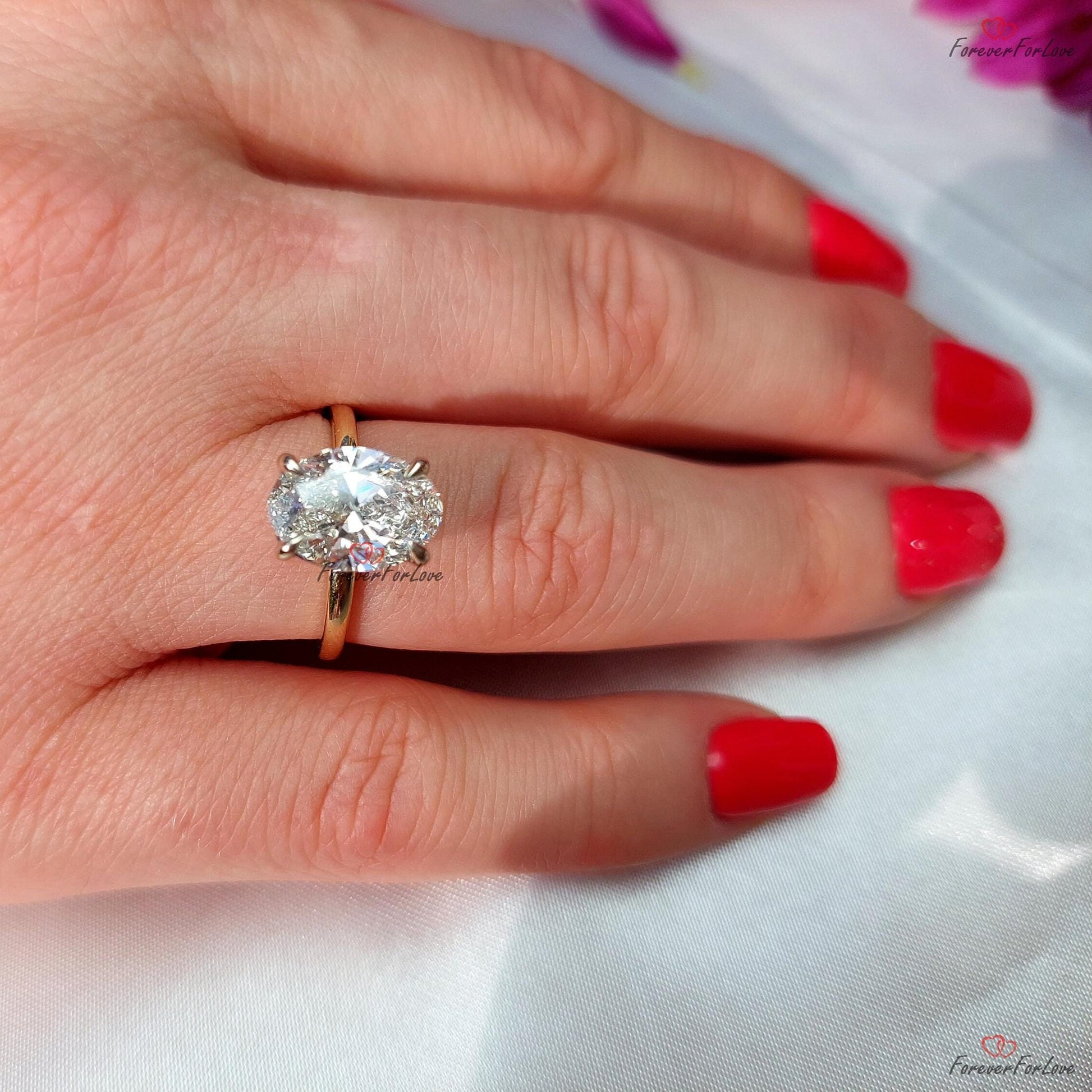 3 Ct IGI Certified Oval Lab Diamond Solitaire Engagement Ring