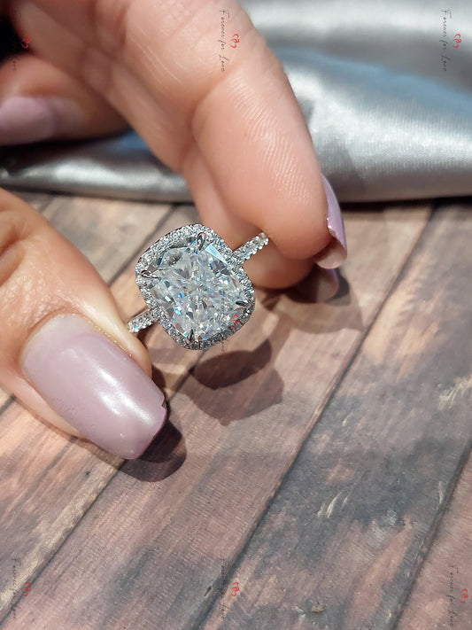 Radiant Diamond, Moissanite Solitaire Engagement Ring