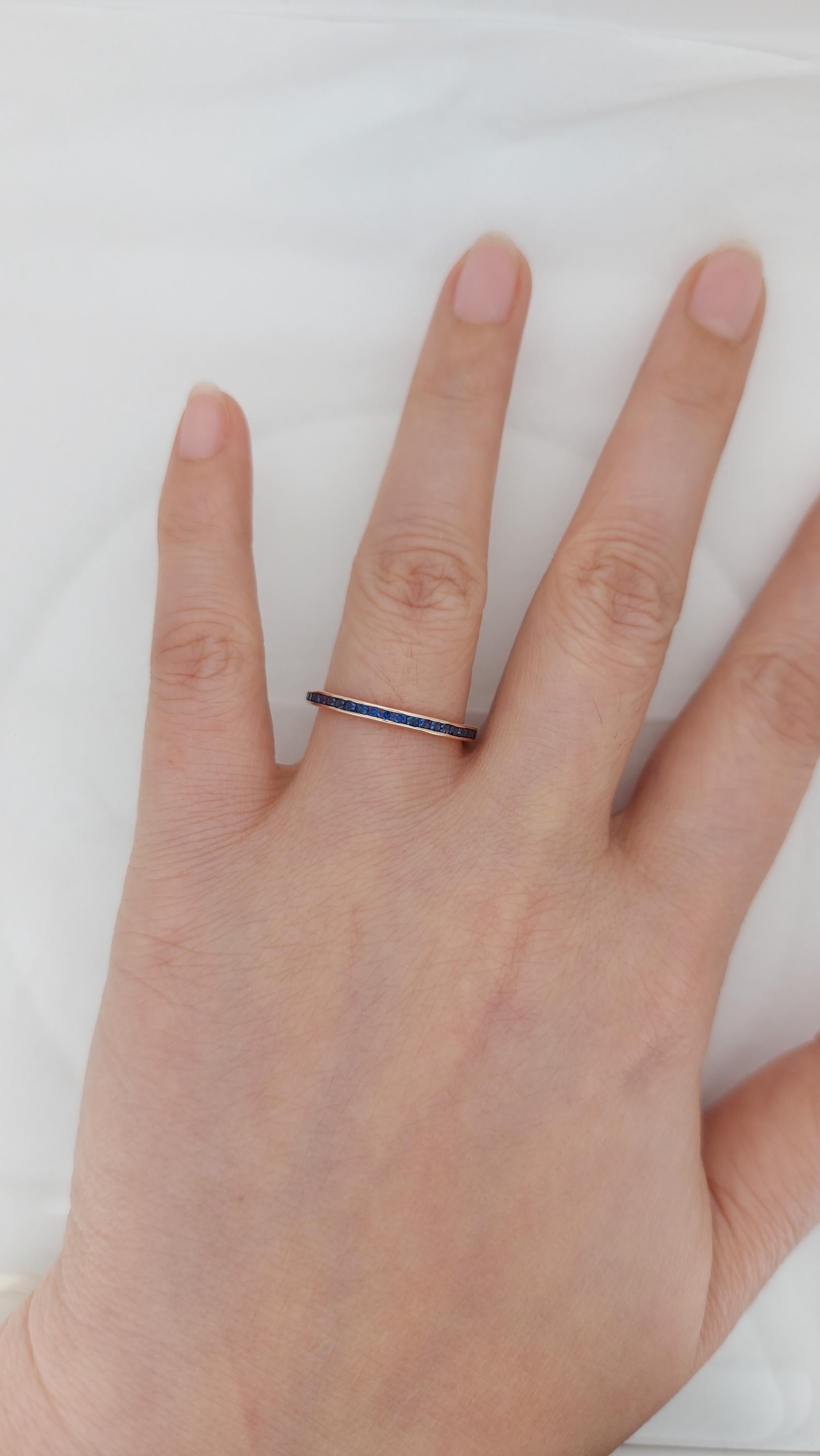 Round Blue Sapphire Full Eternity Band