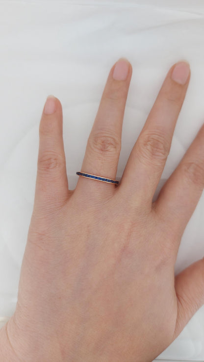 Round Blue Sapphire Full Eternity Band