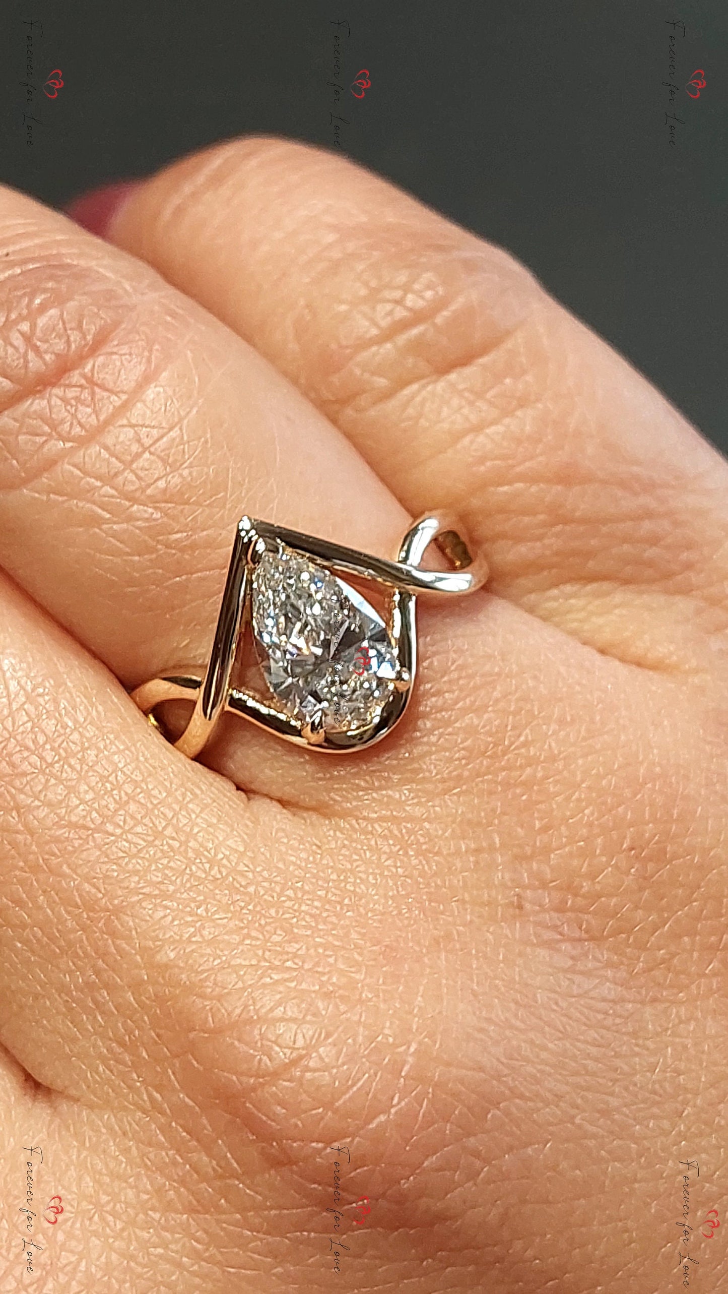 Oval Lab Diamond Twist Band Engagement Ring Oval cut 1Ct Moissanite Brilliant Cut engagement ring in 935 Argentium Silver — custom handcrafted by Forever For Love