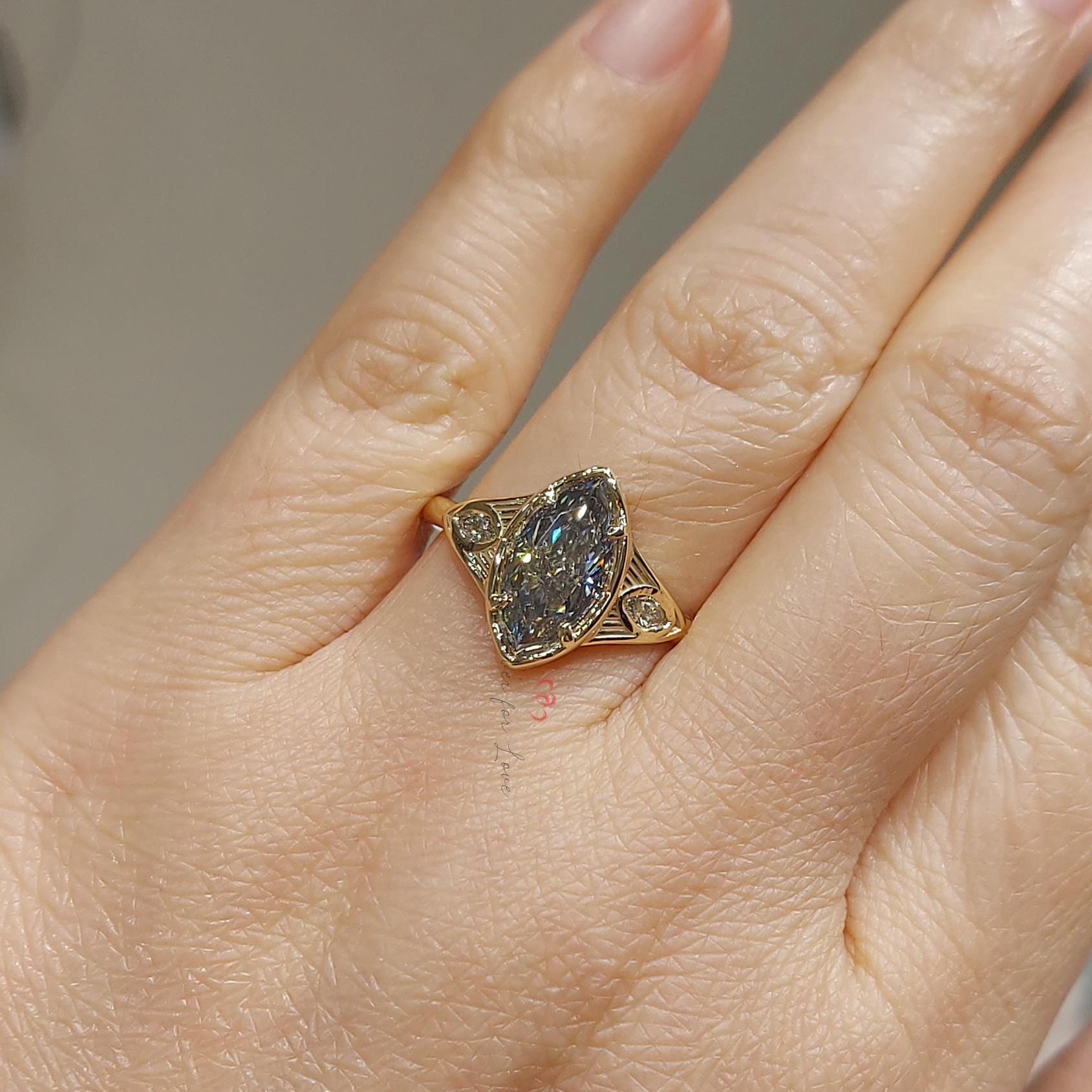 Marquise Diamond, Moissanite Engagement Ring