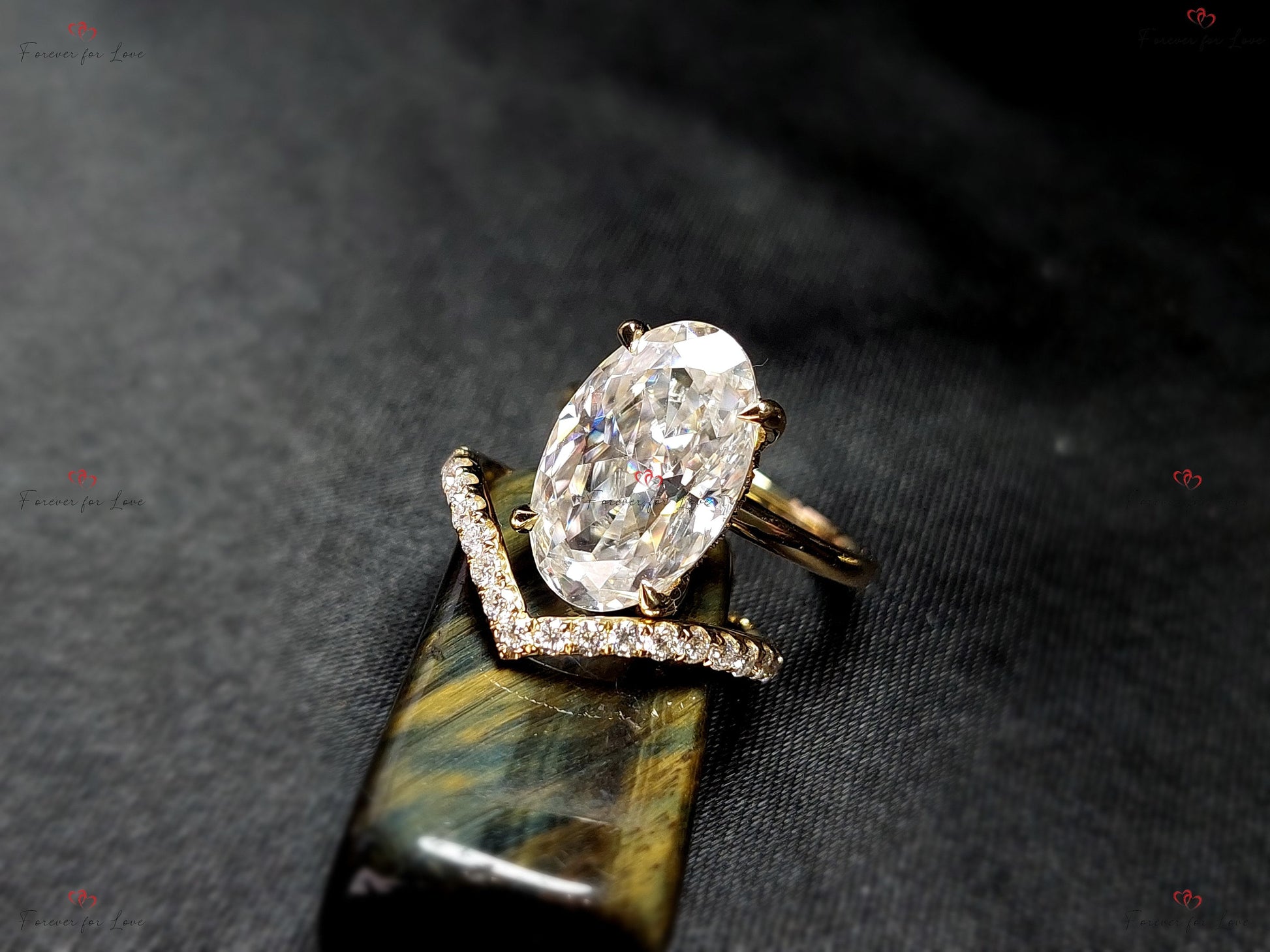 9.5 Ct Oval Diamond, Moissanite Hidden Halo Engagement Ring