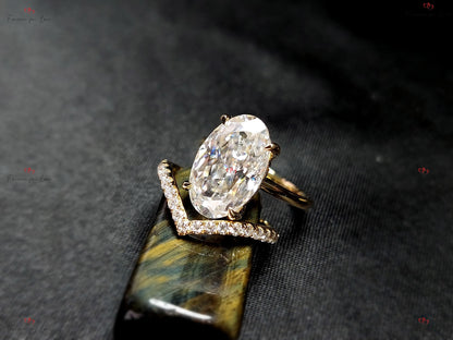 9.5 Ct Oval Diamond, Moissanite Hidden Halo Engagement Ring