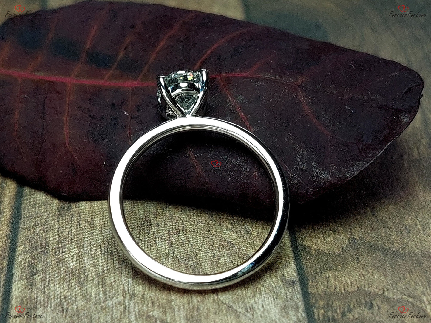 1 Ct H SI1 Oval Natural Diamond Solitaire Engagement Ring Oval cut 1Ct Moissanite Brilliant Cut engagement ring in 935 Argentium Silver — custom handcrafted by Forever For Love