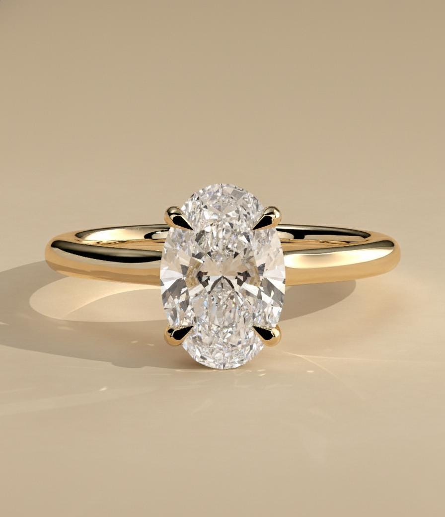 3.5 Ct Oval Moissanite Hidden Halo Engagement Ring