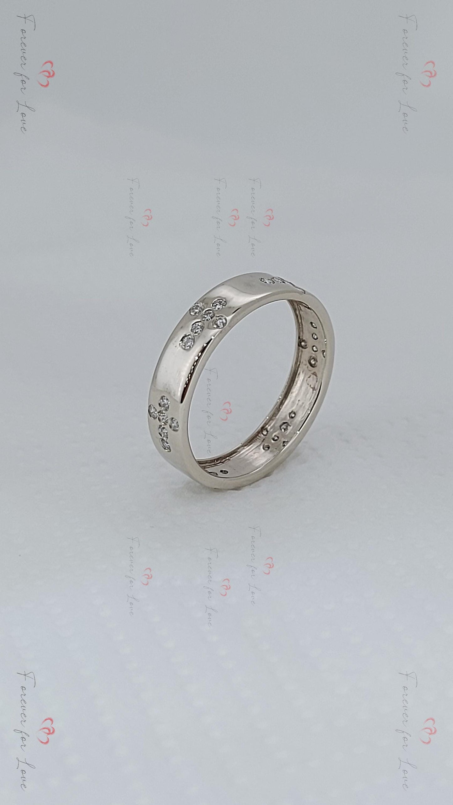 Round Diamond Full Eternity Band Round cut Moissanite Brilliant Cut engagement ring in 935 Argentium Silver — custom handcrafted by Forever For Love