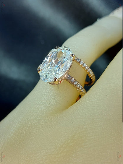 6.5 Ct Oval Diamond, Moissanite Engagement Ring