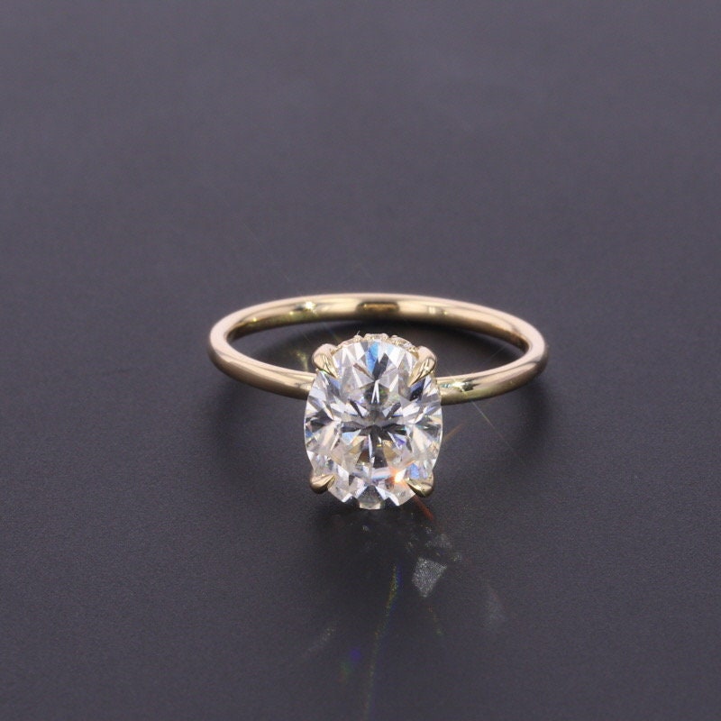 2 Ct Oval Moissanite Halo with Diamond Ring Oval cut 1Ct Moissanite Brilliant Cut engagement ring in 935 Argentium Silver — custom handcrafted by Forever For Love