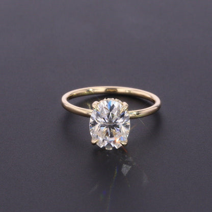 2 Ct Oval Diamond, Moissanite Halo Engagement Ring