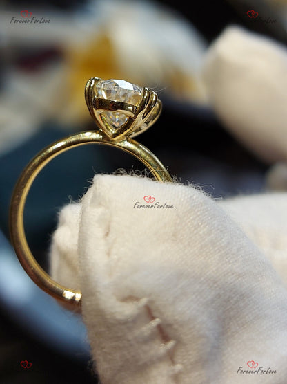 2 CT Oval Cut Engagement Ring in 14k/18k White Gold, Elongated Oval Moissanite Double Prong Engagement Ring Proposal Anniversary Modern Ring