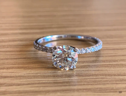 1.2 Ct Round Moissanite Hidden Halo Engagement Ring