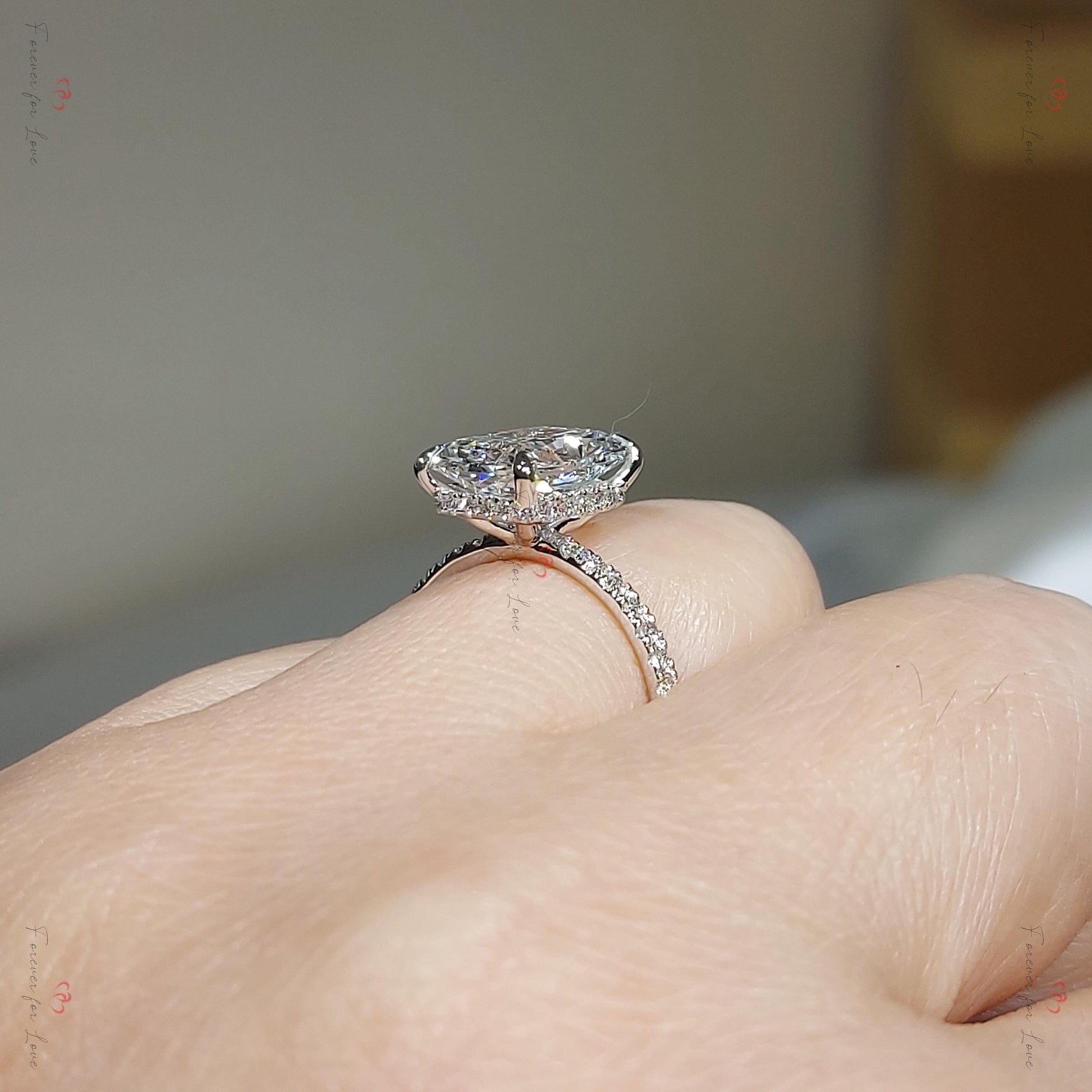 3.5 Ct IGI Certified Radiant Lab Diamond Hidden Halo Engagement Ring