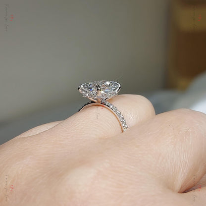 3.5 Ct IGI Certified Radiant Lab Diamond Hidden Halo Engagement Ring
