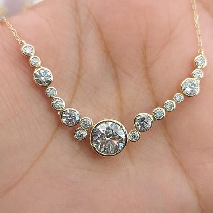 14K Massives Gold Rundhalskette für die Hochzeit, Labordiamant Rundhalskette, Einzigartiges Design, Kabelkettenhalskette, Perfektes Jubiläumsgeschenk.