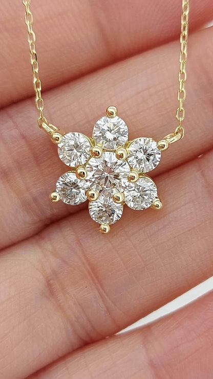Collier en or jaune 14 carats, pendentif cœur minimaliste délicat, collier femme en diamant véritable, cadeau spécial pour elle.