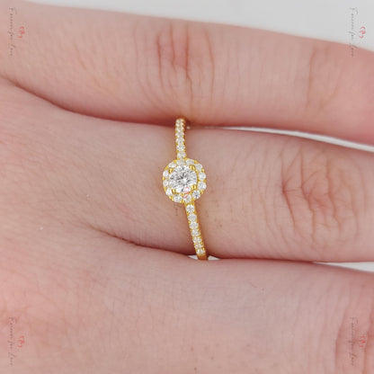 Round Natural Diamond Halo Engagement Ring