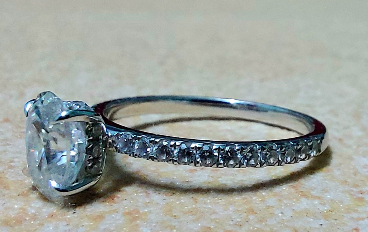 GIA Certified Oval Natural Diamond Solitaire Engagement Ring Oval cut 1Ct Moissanite Brilliant Cut engagement ring in 935 Argentium Silver — custom handcrafted by Forever For Love