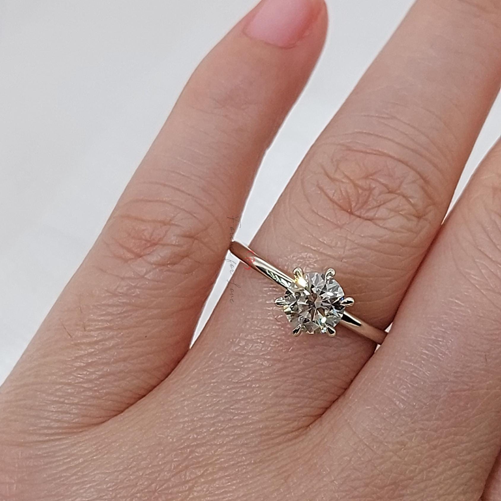 1 Ct Round Lab Diamond Solitaire Engagement Ring