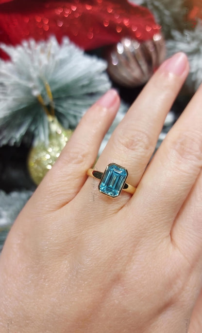 3 Ct Emerald Emerald, Aquamarine Engagement Ring