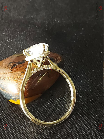 Oval Diamond, Moissanite Hidden Halo Engagement Ring