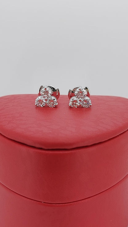 Ohrstecker aus 14 Karat Gold und Diamanten, 4 mm Diamant-Cluster-Ohrring mit Sicherheitsverschluss, Paar Ohrringe aus 14 Karat Rosé-, Weiß- und Gelbgold.
