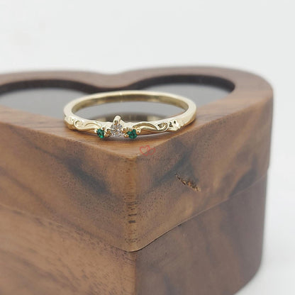 Diamond, Emerald Wedding Band