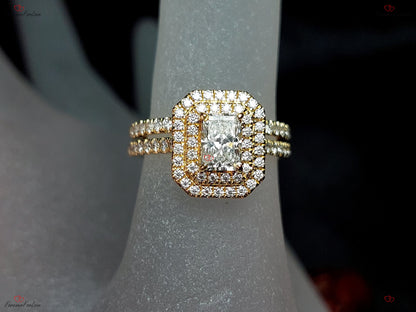 2 Ct Radiant Lab Diamond Halo Engagement Ring