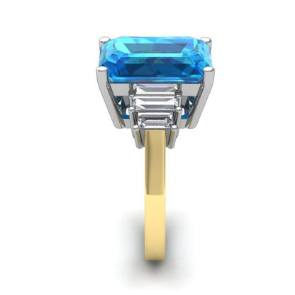 Baguette Blue Diamond, Topaz Engagement Ring