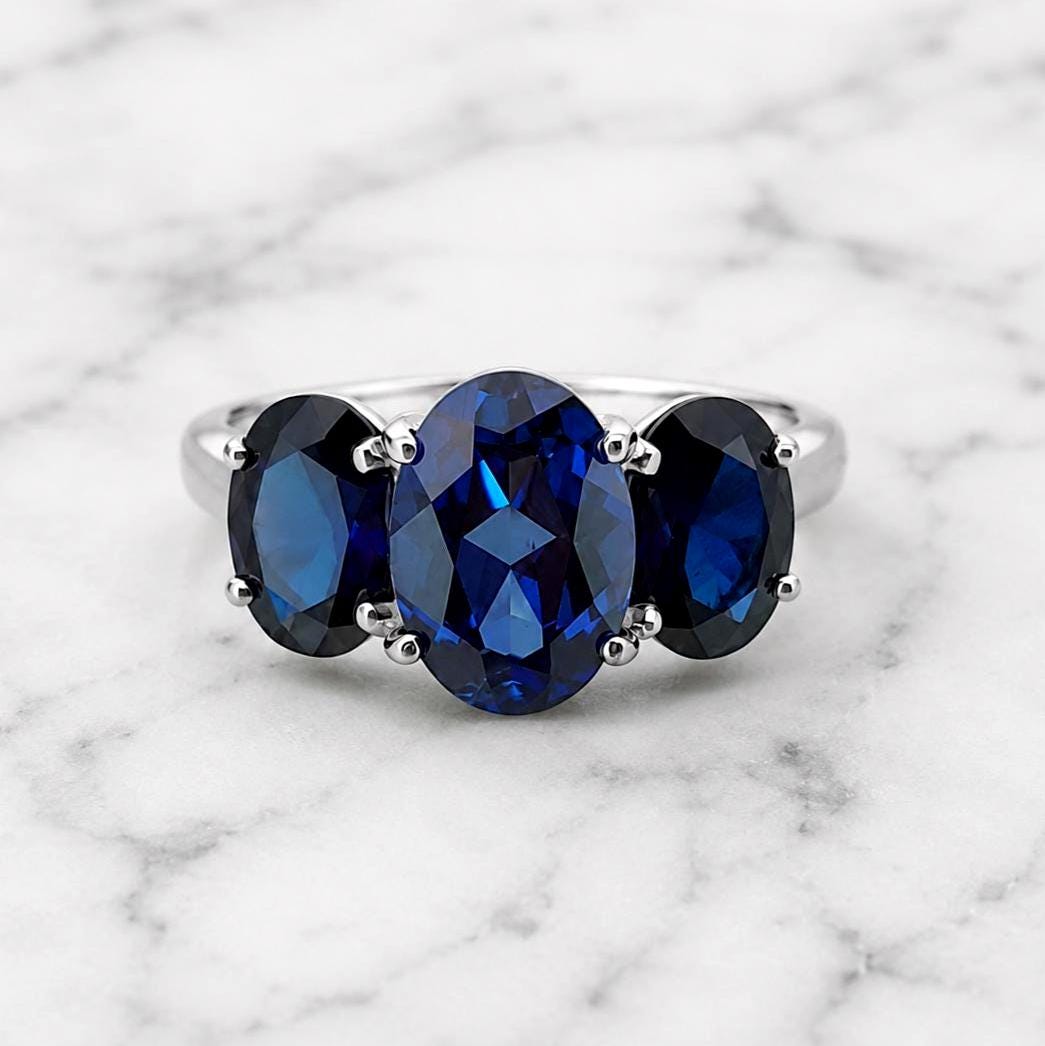 14k Oval cut Deep Royal Blue Sapphire Ring, Blue Sapphire, Oval Cut Sapphire Ring, Lab Created Sapphire, Ethically Sourced, Perfect Gift
