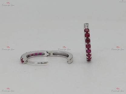 Natural Ruby Earrings / Huggie Earrings / 14k Gold 10MM Ruby Huggie Hoop Earrings / July Birthstone / Last Minute Gift Idea, Gift for Mom