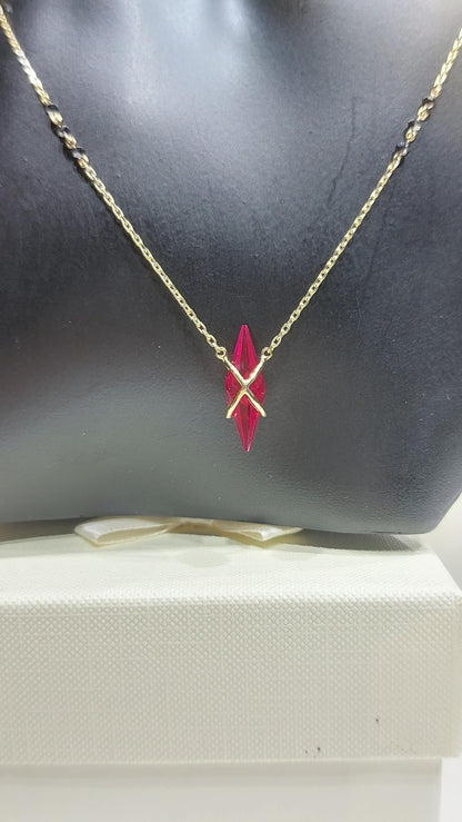 Ruby & Black Beads Mangalsutra, Gold Chain Necklace, Handmade Beaded Jewellery, Wedding Necklace Real Ruby Necklace, gift for her.
