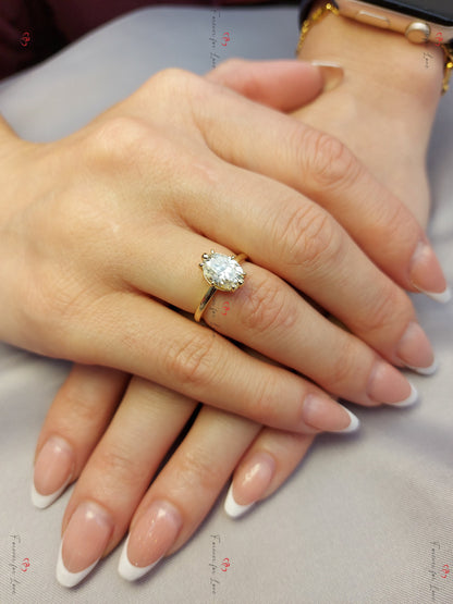 3 Ct Oval Diamond, Moissanite Engagement Ring