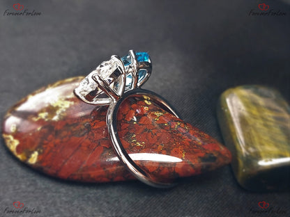 2.5 Ct Pear Moissanite, Aquamarine Engagement Ring