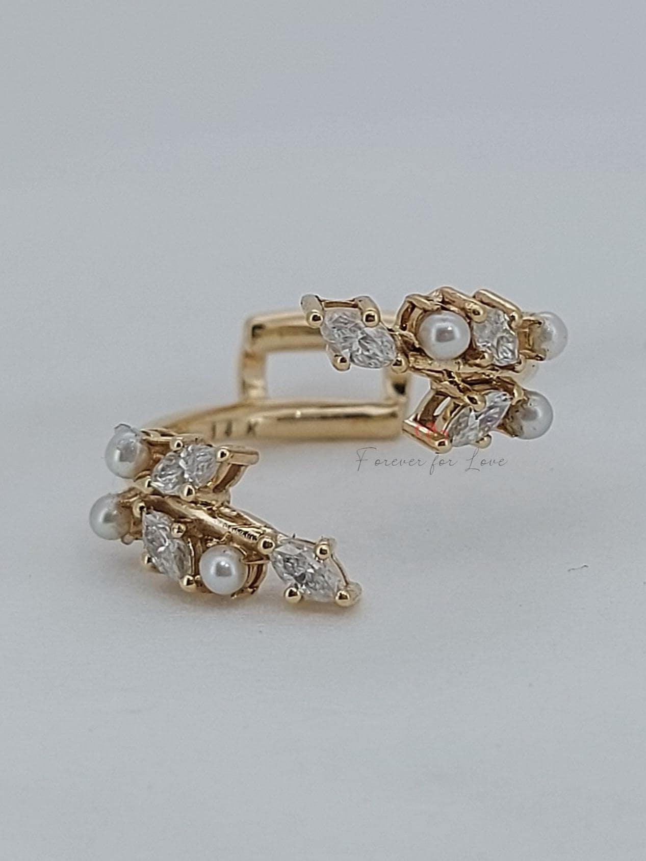Marquise Moissanite, Pearl Stacking Ring