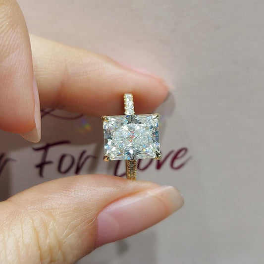 4 Ct Radiant Diamond, Moissanite Eternity Band