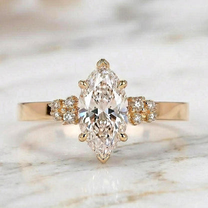Marquise Lab Diamond Engagement Ring