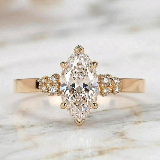 Marquise Lab Diamond Engagement Ring