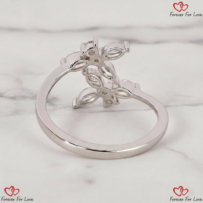 0.5 Ct Marquise Lab Diamond Three Stone Ring