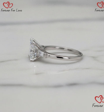 3.5 Ct IGI Certified Princess Lab Diamond Three Stone Engagement Ring