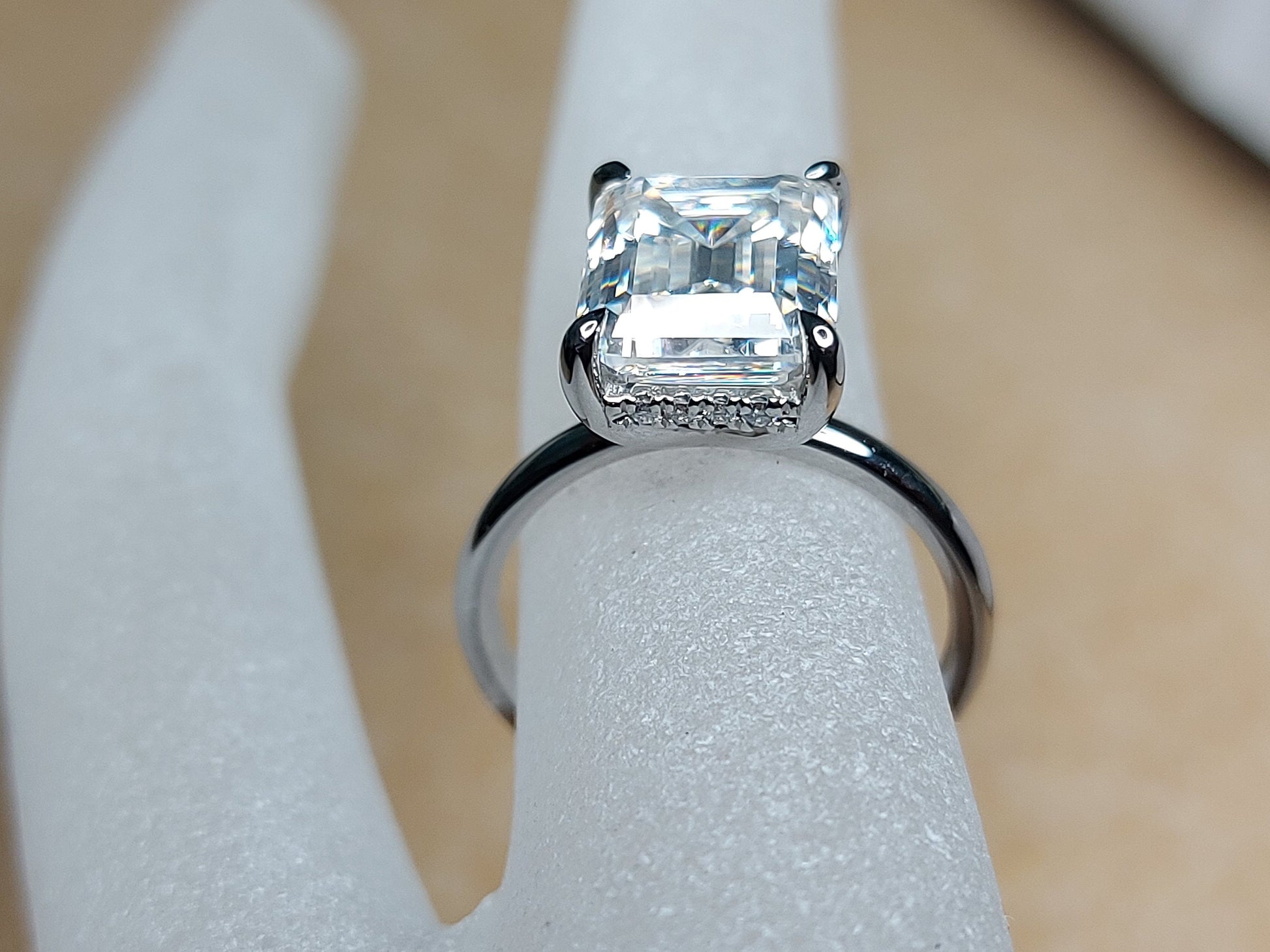 4 Ct Emerald Diamond, Moissanite, Emerald Solitaire Engagement Ring