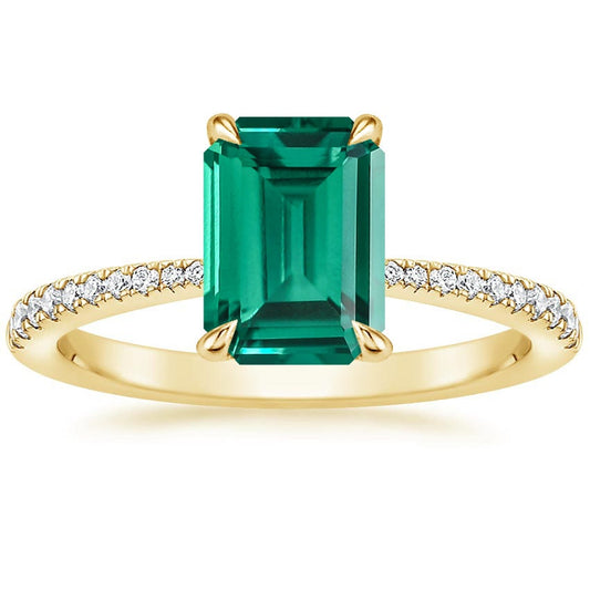 3.79 Ct Emerald Diamond, Emerald Engagement Ring
